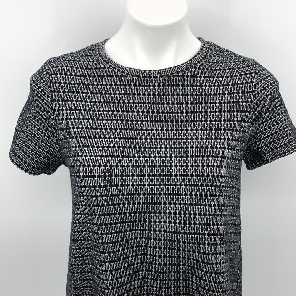 Zara black white print short sleeve fall dress